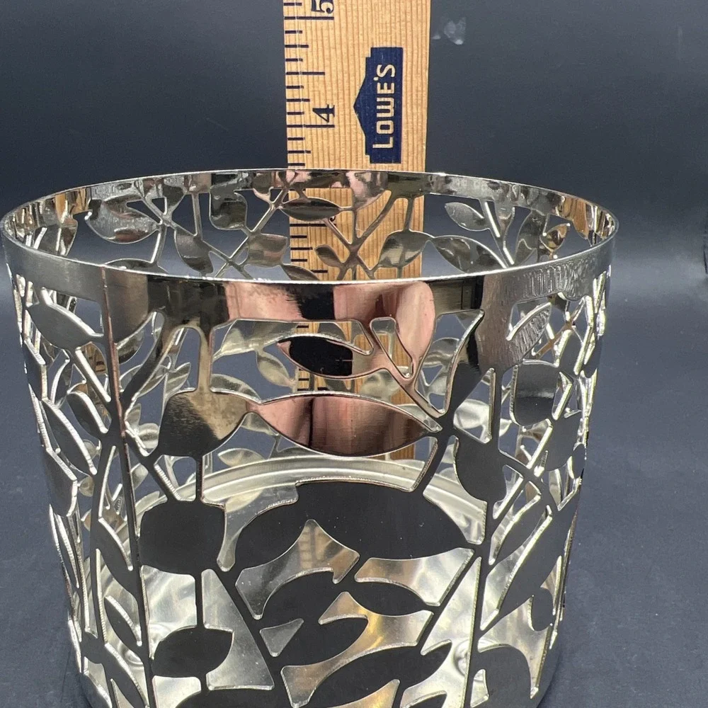 Bath & Body Works Botanical Bling Silver Vines Leaves 3-Wick Candle Holder